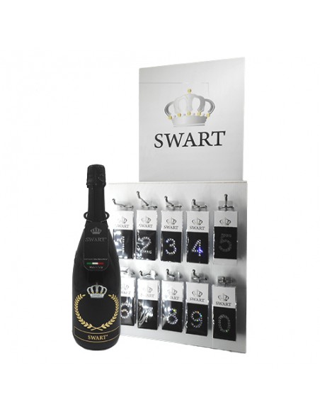 SWART Espositore 12 Bottiglie Cuvee Brut 0.75 Lt con KIT personalizzazione Numeri Swarovski