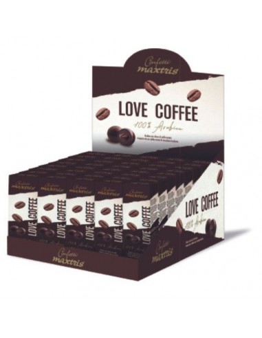 MAXTRIS ESPOSITORE LOVE COFFEE 40 ASTUCCI CHICCHI CAFFE RICOPERTI FONDENTE da 30 g