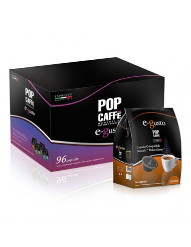 POP CAFFE EGUSTO INTENSO Cartone 96 Capsule 6 Astucci da 16 compatibili Dolce Gusto