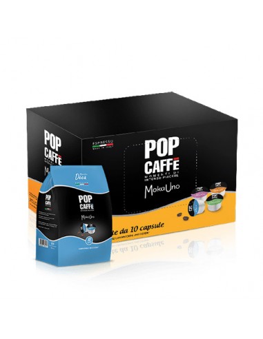 POP CAFFE MOKAUNO DECA Master 100 capsule in sacchetti da 10